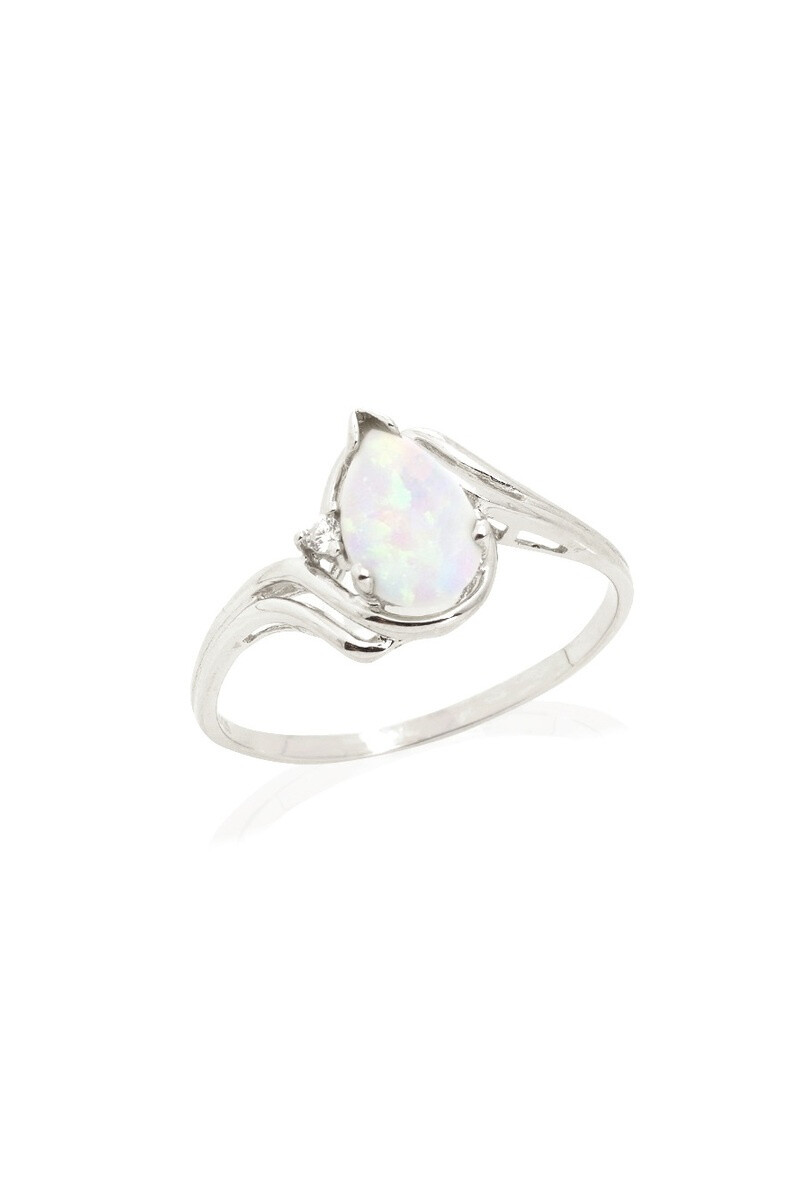 Wholesaler OPALOOK FRANCE - Ring with white opal drop, in silver - PE093R