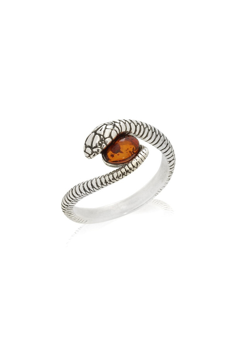Wholesaler OPALOOK FRANCE - Serpent ring with cognac amber, silver - sa4062ror