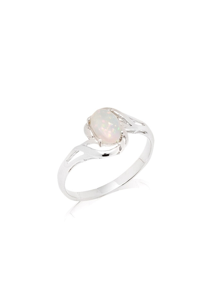 Wholesaler OPALOOK FRANCE - Ring with oval white opal, silver - PE083R