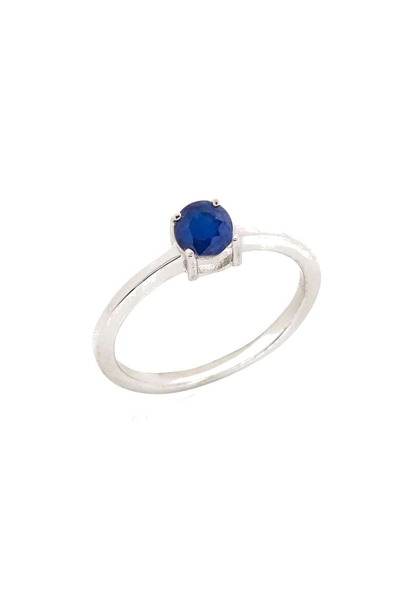 Großhändler OPALOOK FRANCE - Runder Ring mit rundem blauen Saphir, rhodiniertes 925er Silber - CVL-BA020-SA