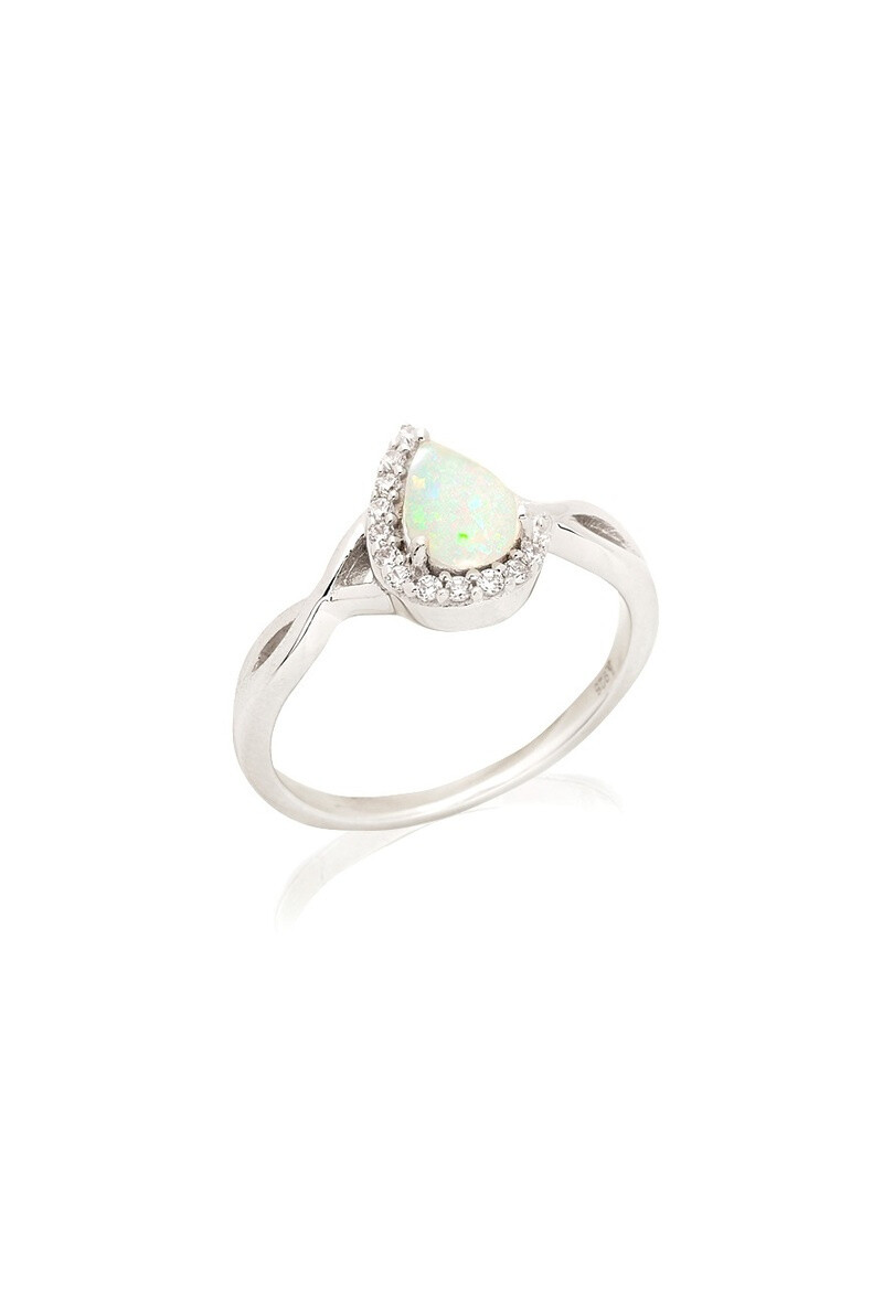 Wholesaler OPALOOK FRANCE - Drop ring with white opal and topaz, 925 silver-CVL-BA014-OP