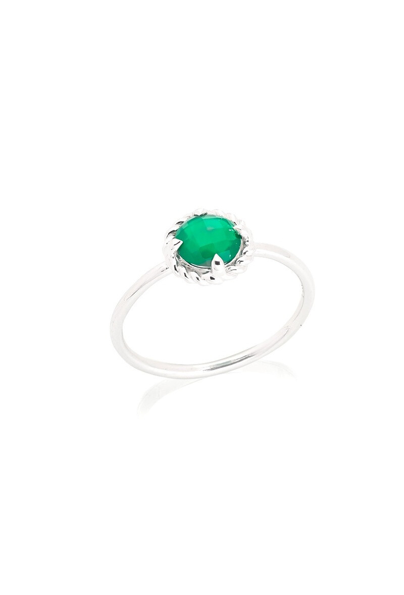 Wholesaler OPALOOK FRANCE - Round ring with natural green onyx, 925 silver-CJF-BA090-onv-R