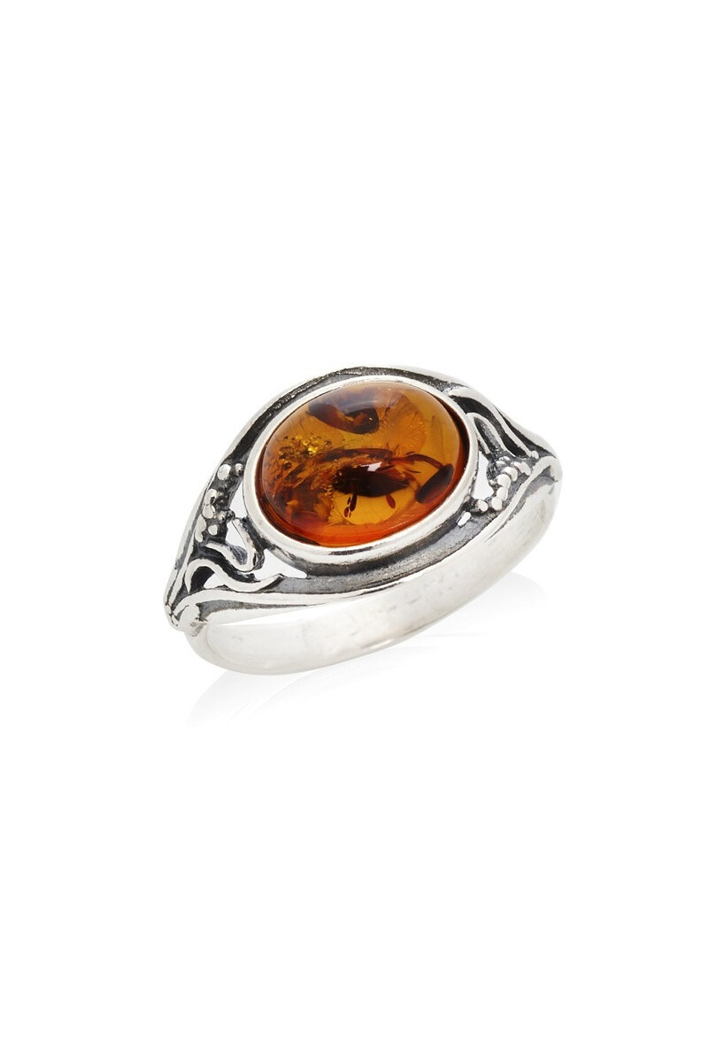 Wholesaler OPALOOK FRANCE - Ring with cognac amber, silver - AJP7-19