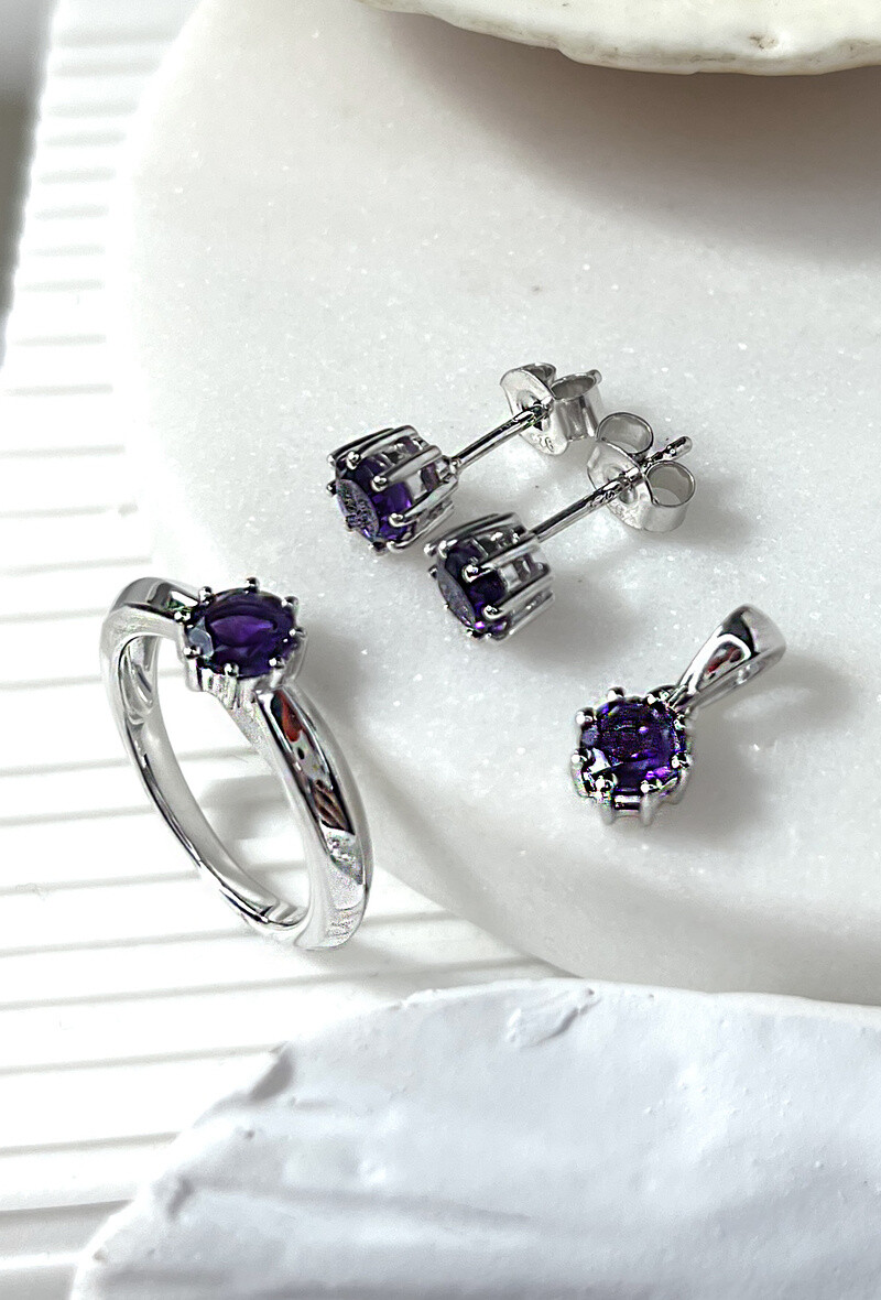 Wholesaler OPALOOK FRANCE - Ring with purple, silver amethyst-CVL-BA010-AM