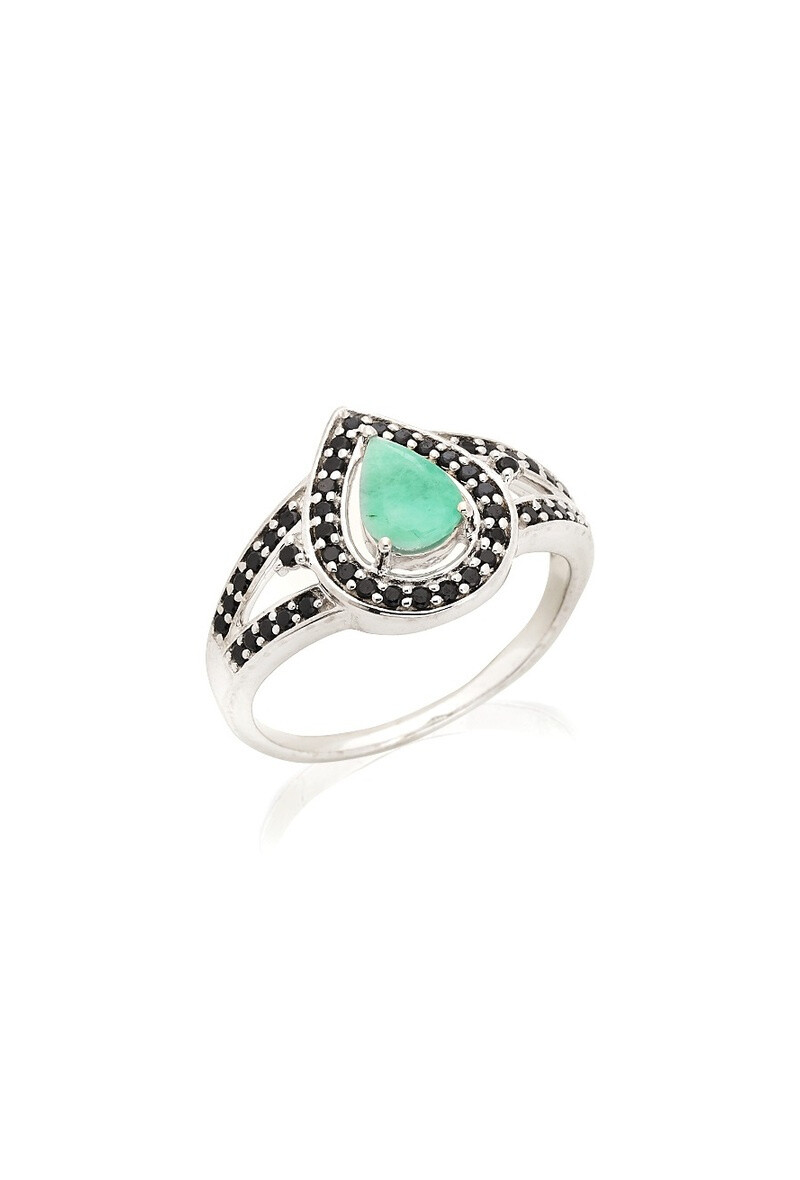 Wholesaler OPALOOK FRANCE - Goutte ring with emerald and spinel, 925 silver-CVL-BA019-EM