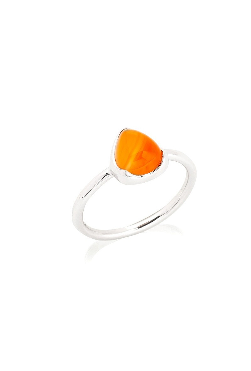 Wholesaler OPALOOK FRANCE - Triangle Ring with orange Cornaline, 925 silver - CJF -BA092R