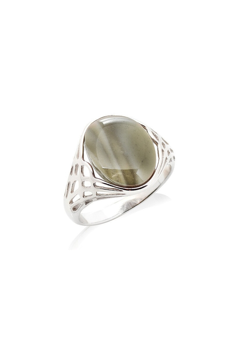 Wholesaler OPALOOK FRANCE - Ring with multicolored striped flint, in silver - CSA -BA053