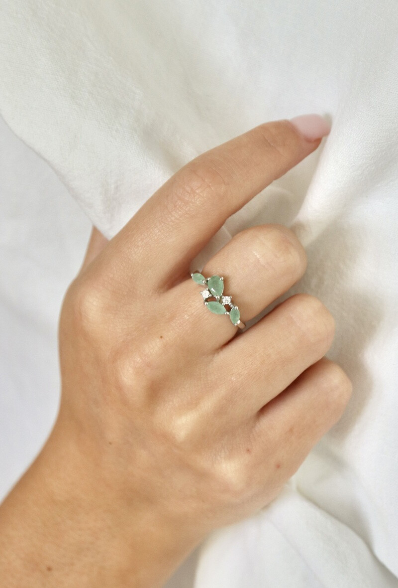 Wholesaler OPALOOK FRANCE - Ring with natural green adventurine, 925 silver-CVL-BA012-AV