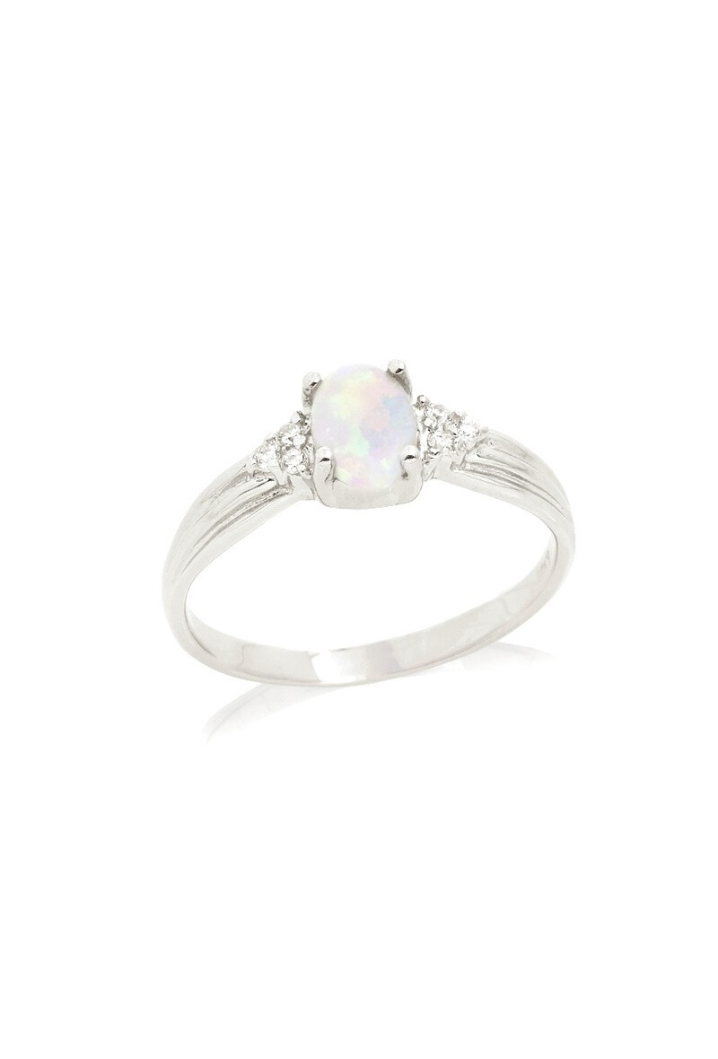 Wholesaler OPALOOK FRANCE - Ring with oval white opal, silver - PE095R