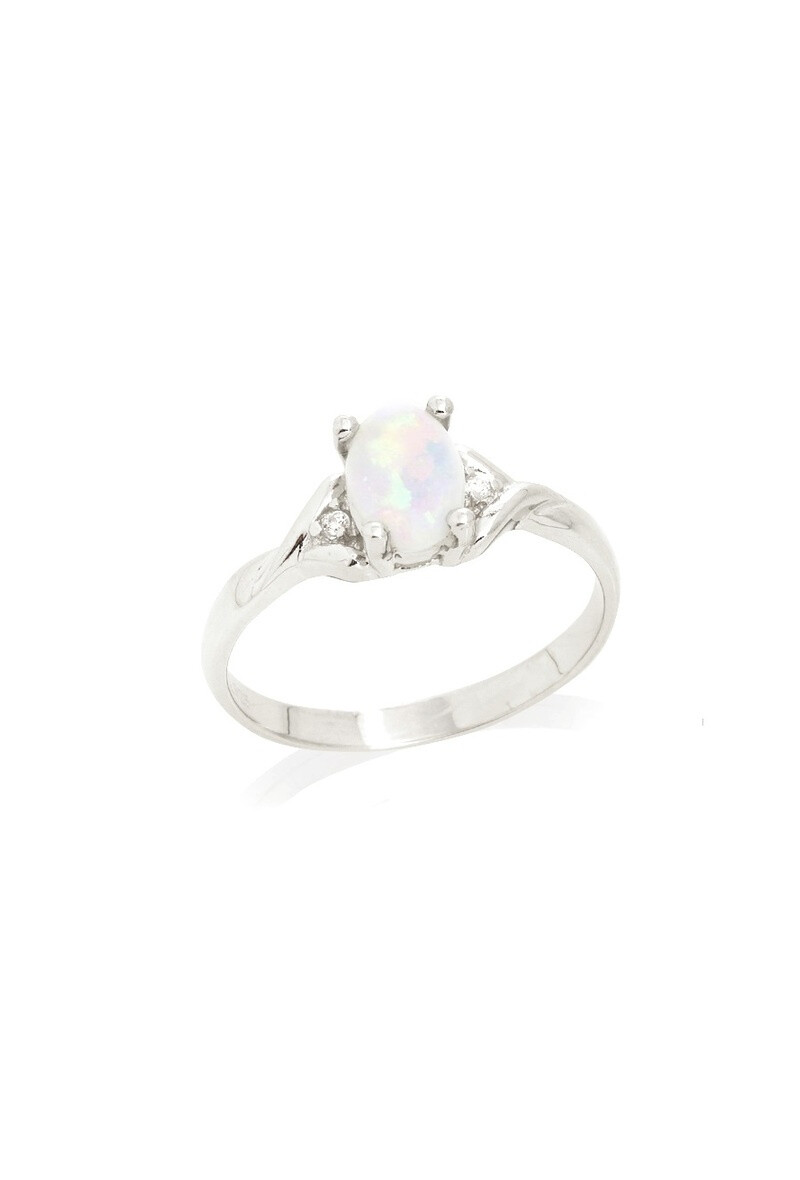 Wholesaler OPALOOK FRANCE - Ring with oval white opal, silver - PE094R