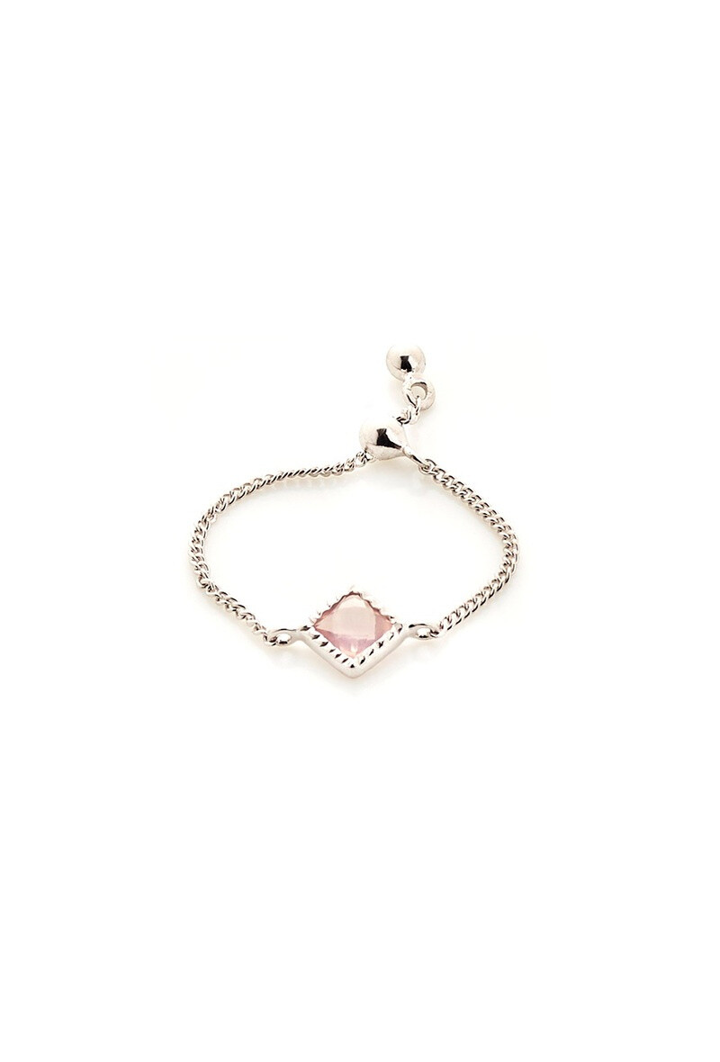 Wholesaler OPALOOK FRANCE - Square ring with square pink quartz, 925 silver-CJF-BA104-QR