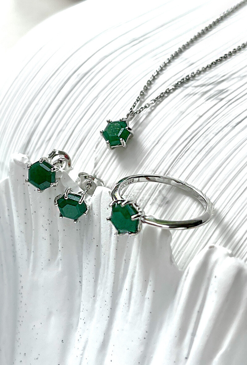 Wholesaler OPALOOK FRANCE - Ring with natural green adventurine, rhodied silver 925 - CJF -BA060
