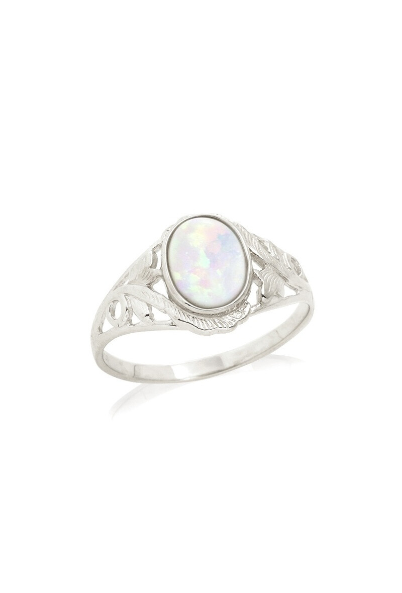Wholesaler OPALOOK FRANCE - Ring with oval white opal, in silver - PE096R