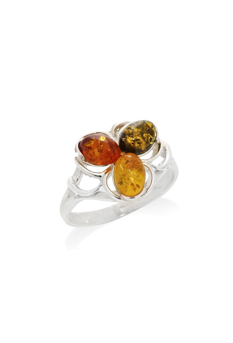 Wholesaler OPALOOK FRANCE - Ring with amber cognac drop, in silver - AJP7-469