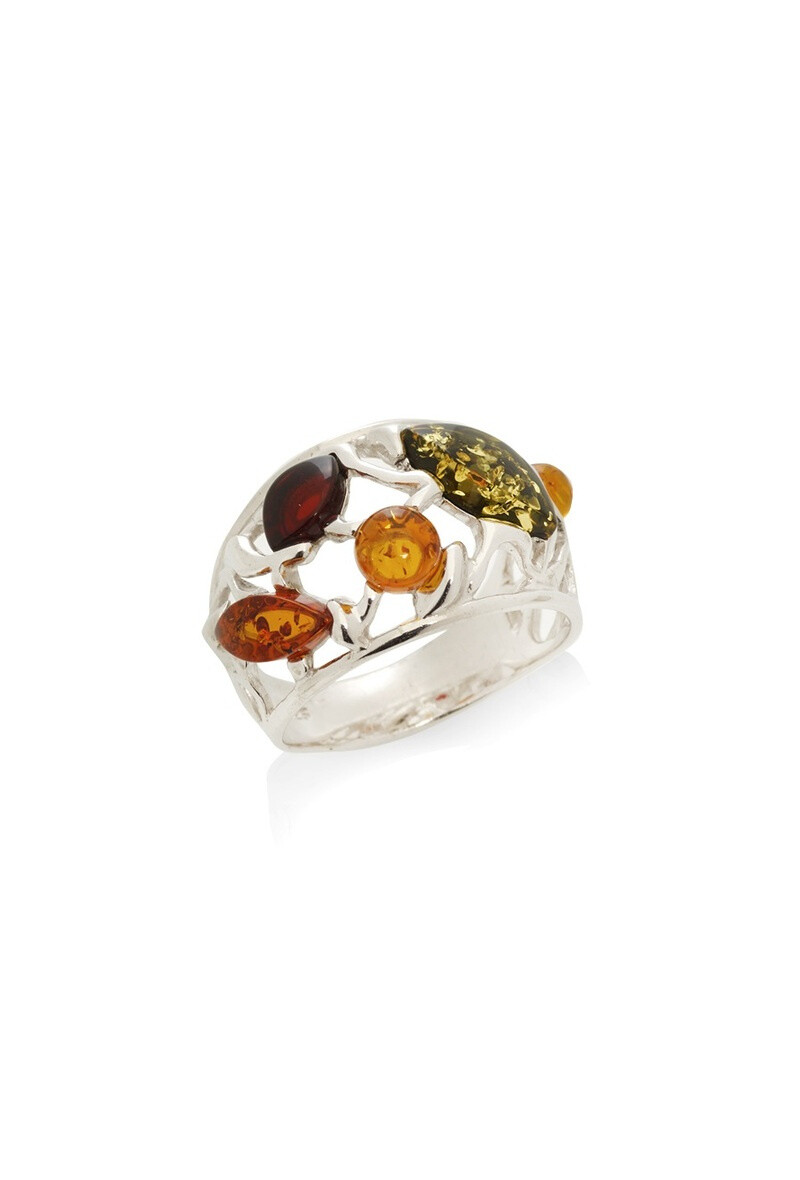 Wholesaler OPALOOK FRANCE - Ring with multicolored amber, in silver - SA3139ROR