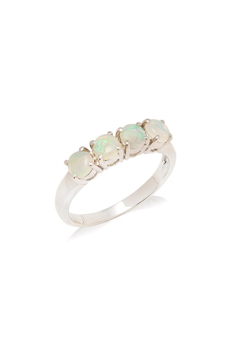 Wholesaler OPALOOK FRANCE - Ring with round white opal, in silver - PE084R