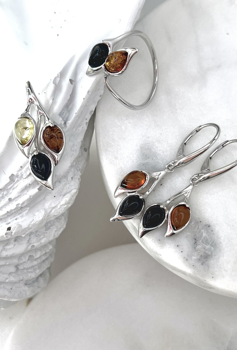 Wholesaler OPALOOK FRANCE - Ring with multicolored amber, in silver - SA0646ROR