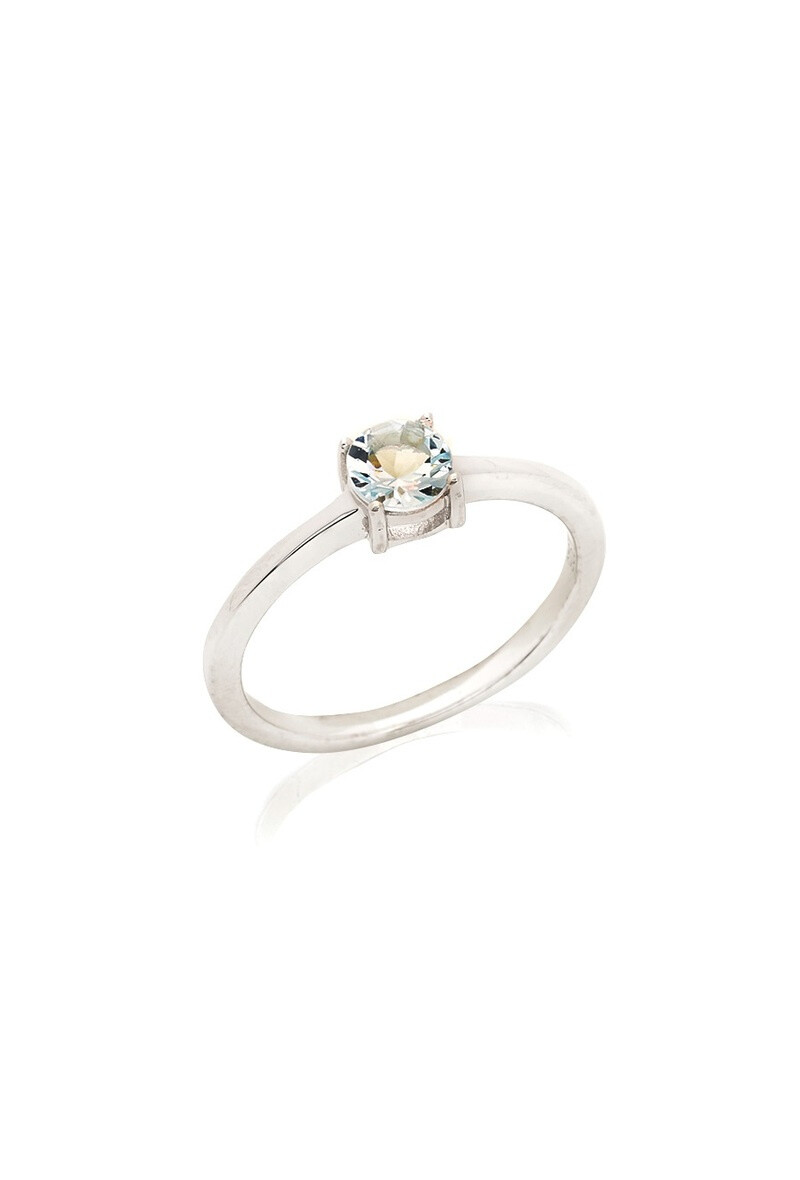Wholesaler OPALOOK FRANCE - Round ring with Aigue-Marine Bleue, 925 silver-CVL-BA020-AGM