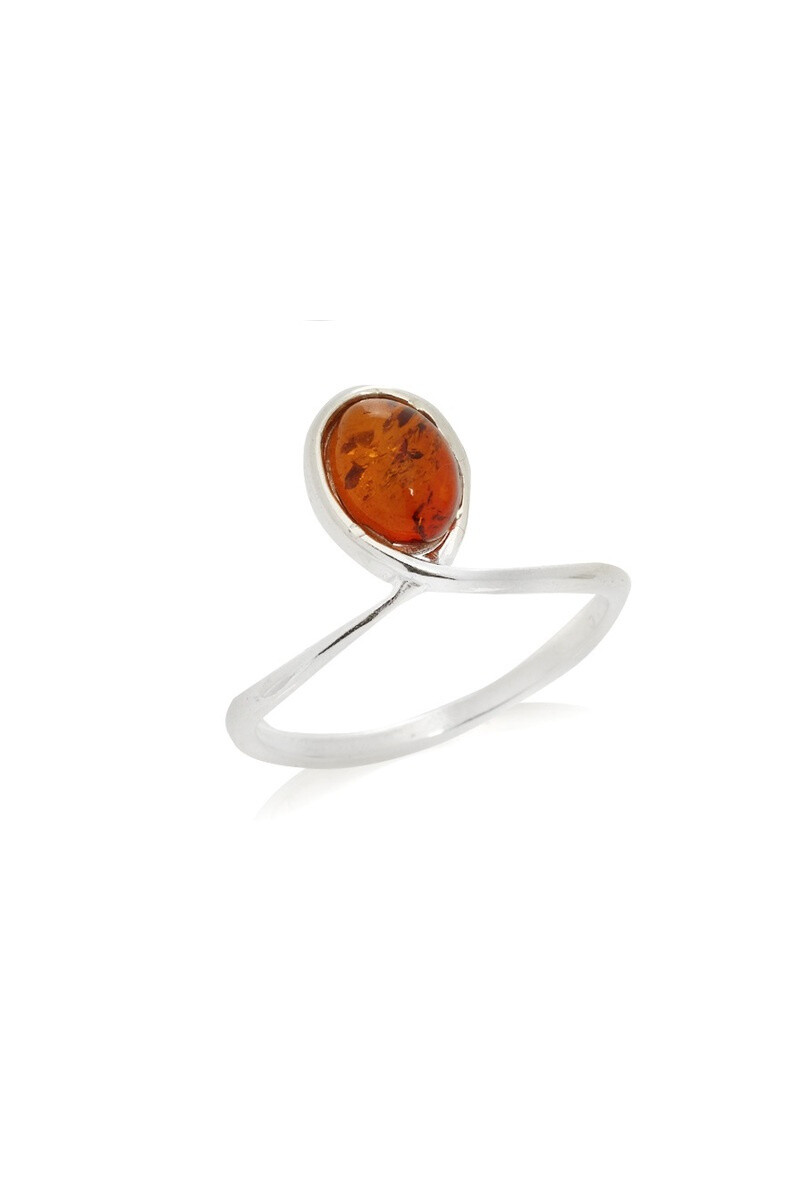 Wholesaler OPALOOK FRANCE - Ring with oval cognac amber, silver - gd -ba0081r