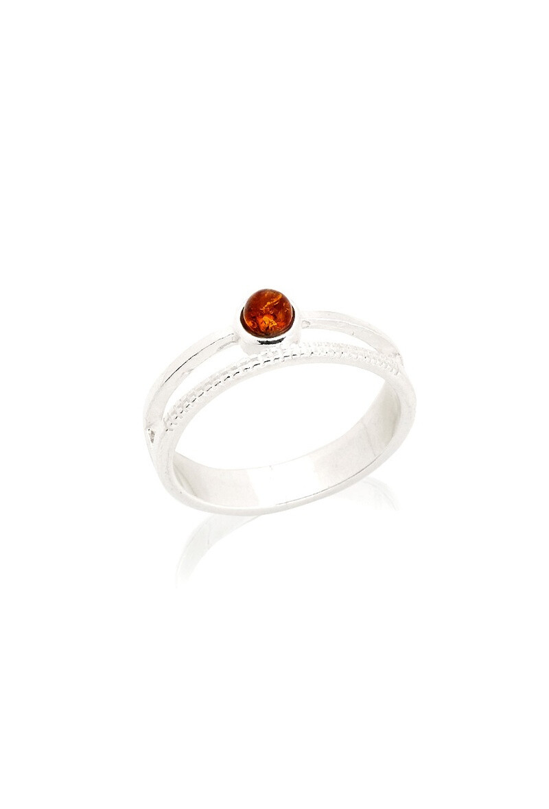 Wholesaler OPALOOK FRANCE - Ring with Amber Cognac Mer Baltic Rond, silver 925 - AR -BA041R