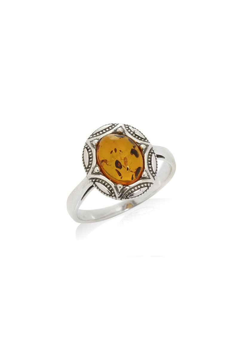Wholesaler OPALOOK FRANCE - Ring with cognac amber, silver - gi -ba050