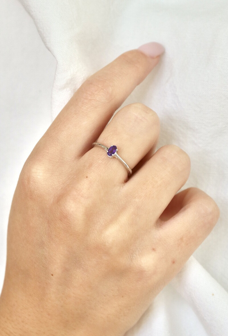 Wholesaler OPALOOK FRANCE - Ring with purple, silver amethyst-CVL-BA011-AM