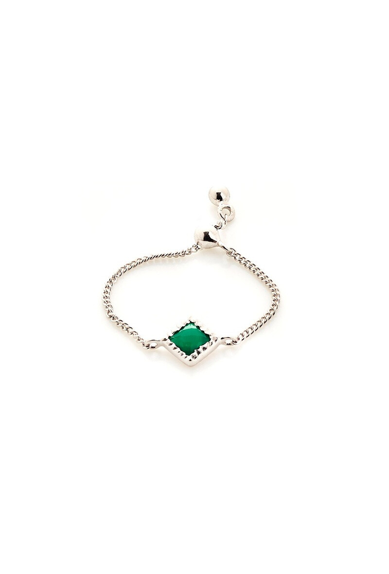 Wholesaler OPALOOK FRANCE - Square ring with natural green onyx square, 925 silver-CJF-BA104-onv