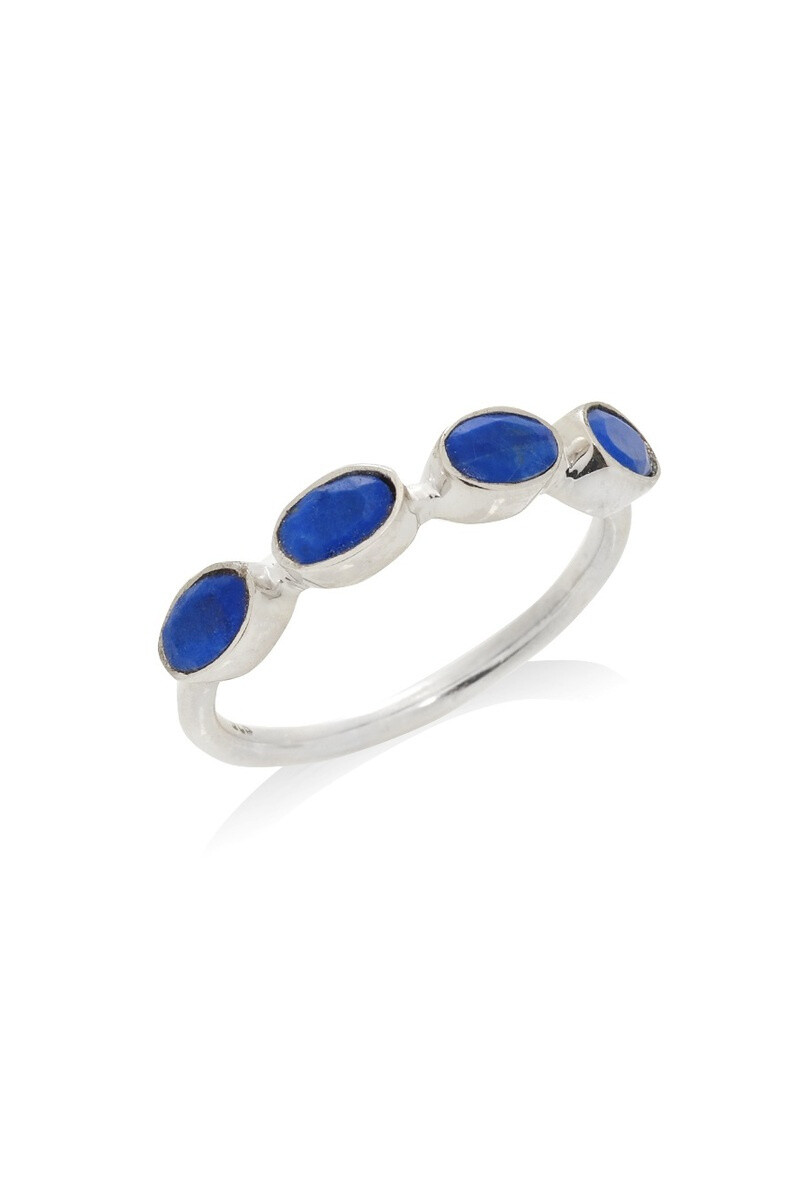 Wholesaler OPALOOK FRANCE - Ring with natural blue lapis-lazuli, in rhodied silver 925-CCP-BA024