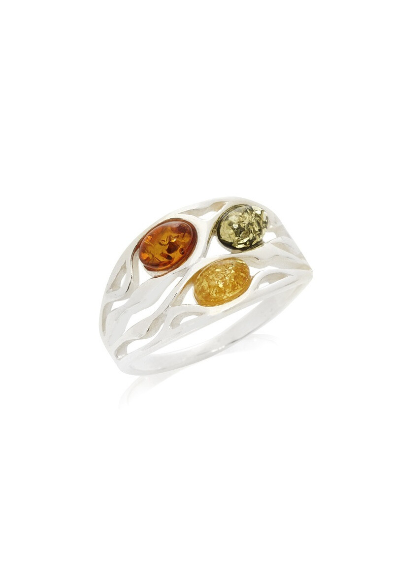 Wholesaler OPALOOK FRANCE - Ring with oval cognac amber, silver - ar -ba029r