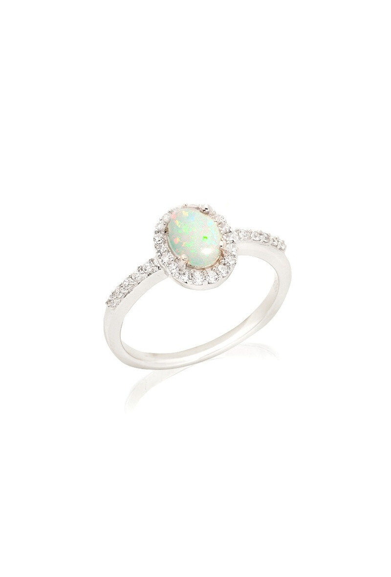 Wholesaler OPALOOK FRANCE - Oval ring with white opal and topaz, 925 silver-CVL-BA015-OP