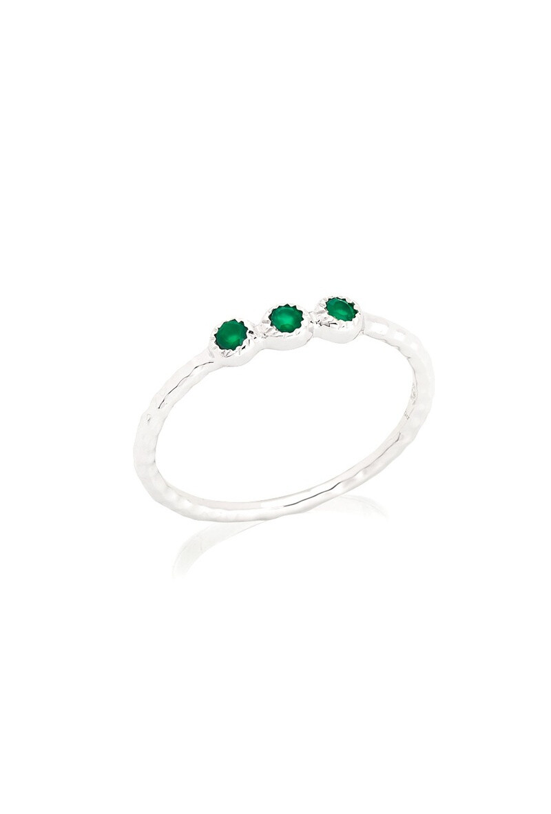 Wholesaler OPALOOK FRANCE - Multipier Ring with Round green onyx, 925 silver - CJF -BA093R