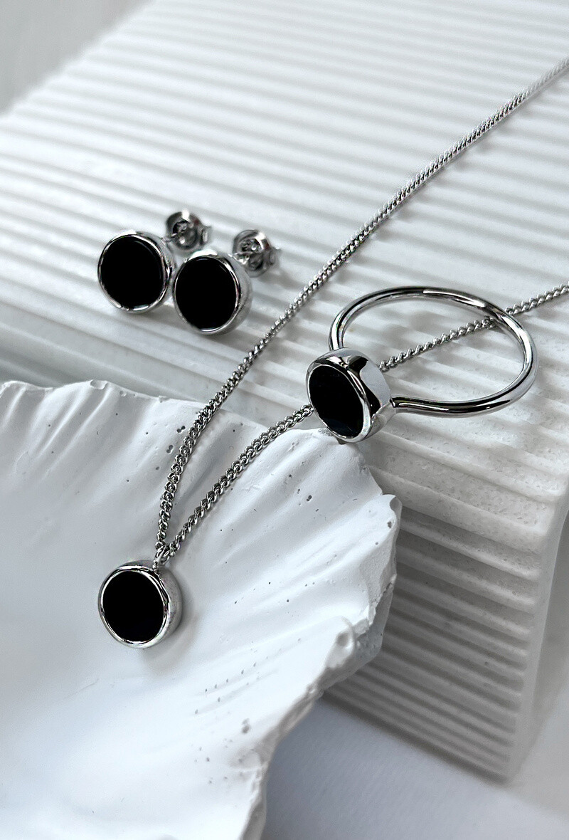 Wholesaler OPALOOK FRANCE - Ring with natural black onyx, in rhodied silver 925 - CJF -BA063