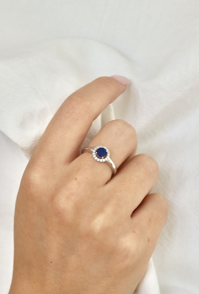Wholesaler OPALOOK FRANCE - Ring with lapis-lazuli and zirconium, in silver-CVL-BA002-LL