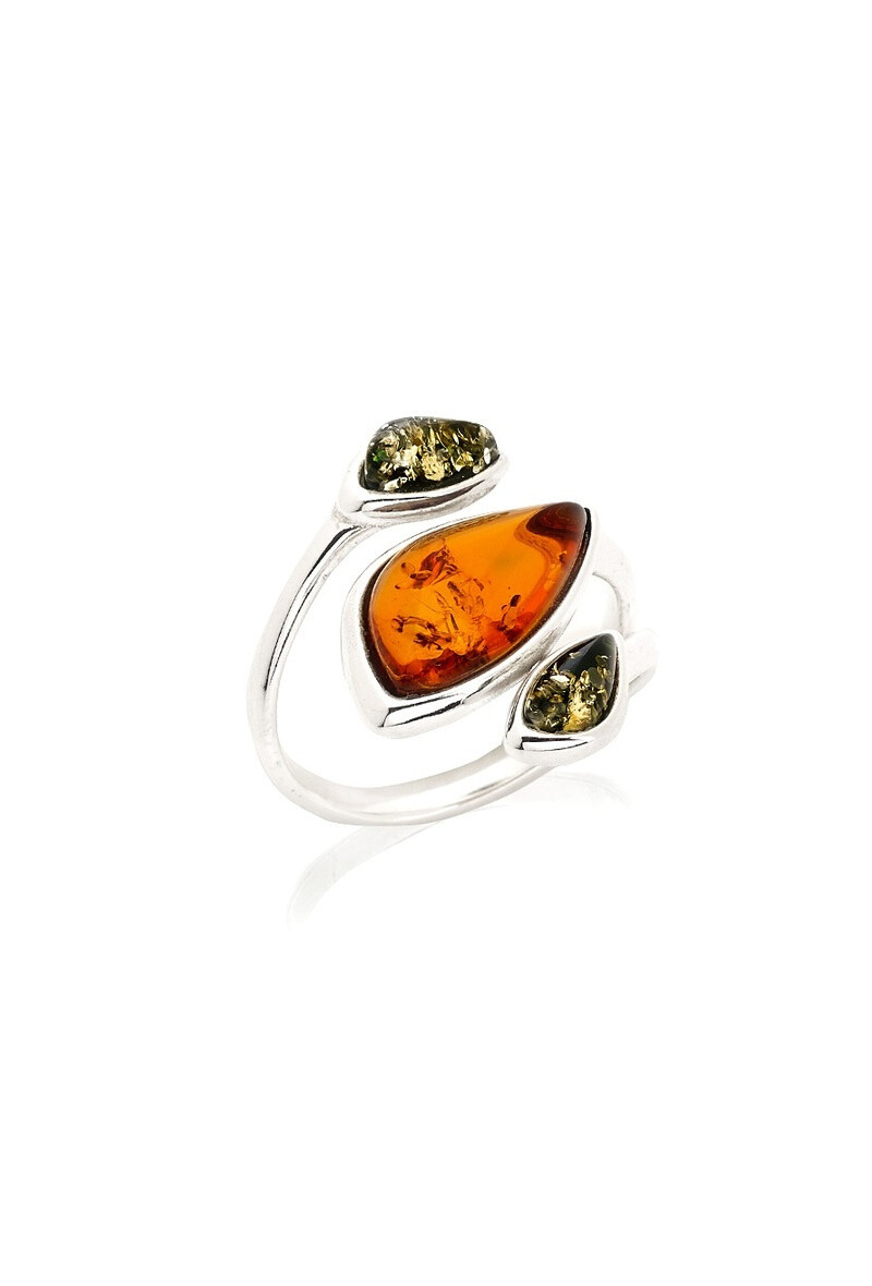 Wholesaler OPALOOK FRANCE - Multipier Ring with Multicolor Baltic Sea Amber - GI -BA057MR
