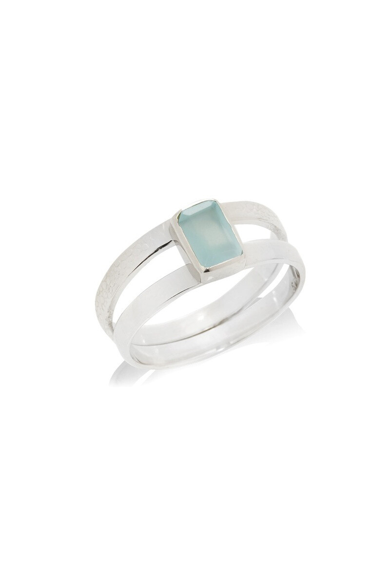 Wholesaler OPALOOK FRANCE - Ring with natural blue calcédonia, rhodied silver 925 - CCP -BA020