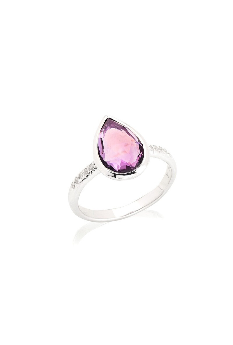 Wholesaler OPALOOK FRANCE - Gout ring with zirco amethyst and oxide, 925 silver - CJF -BA104R