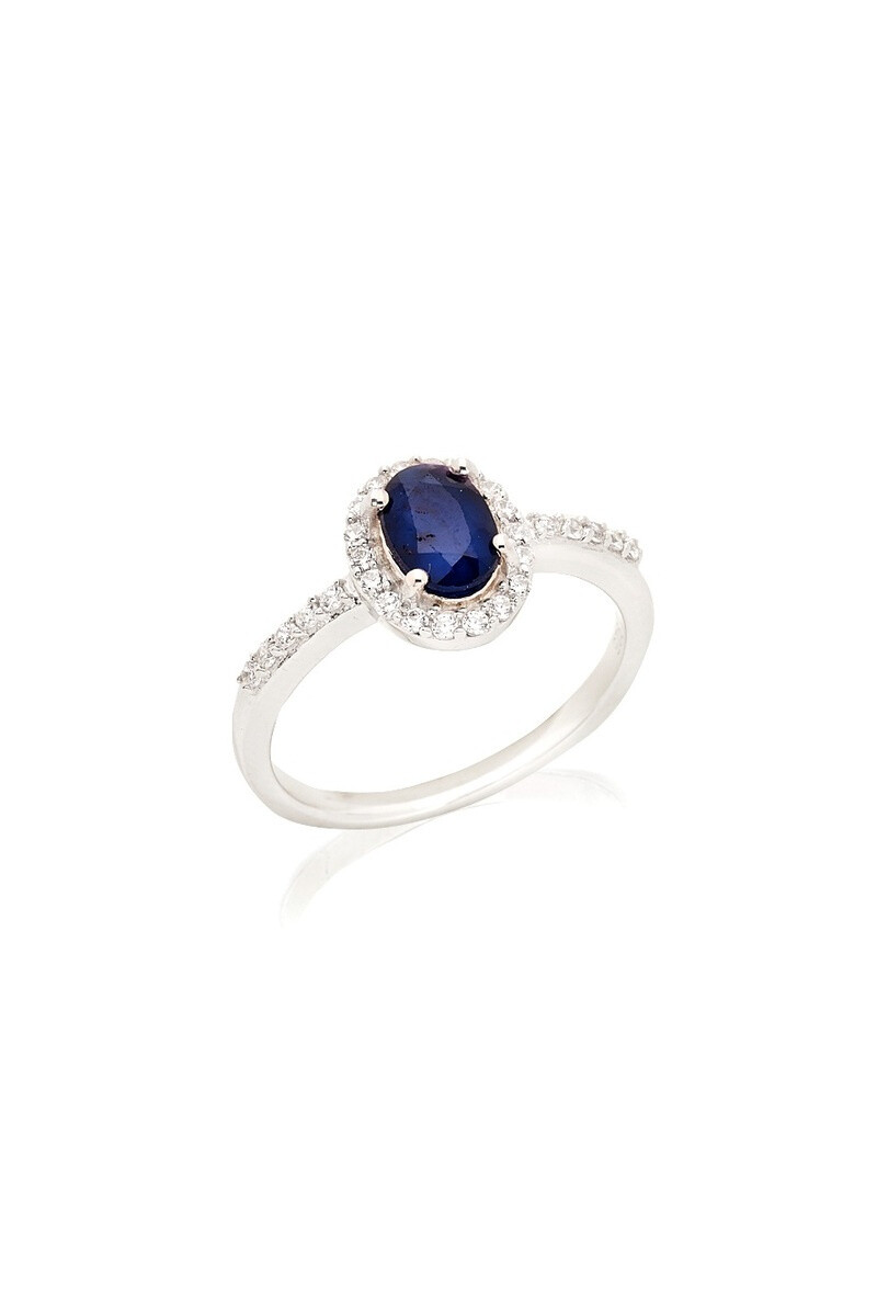 Wholesaler OPALOOK FRANCE - Oval ring with white sapphire and topaz, 925 silver-CVL-BA015-SA