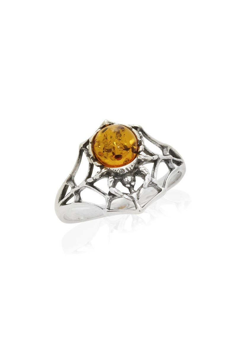 Wholesaler OPALOOK FRANCE - Spider ring with cognac amber, silver - gi -ba047