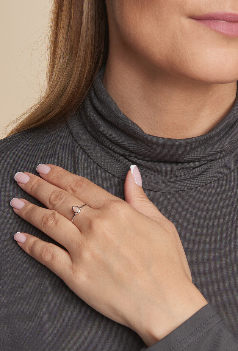 Wholesaler OPALOOK FRANCE - Ring with pink moonstone, in silver-CJF-BA042-PLR