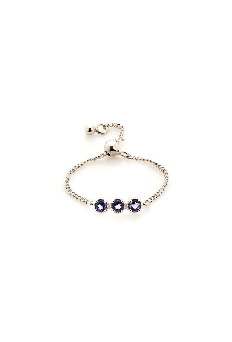 Wholesaler OPALOOK FRANCE - Round Multipierres Ring with blue Iolite, 925 silver-CJF-BA104-IO