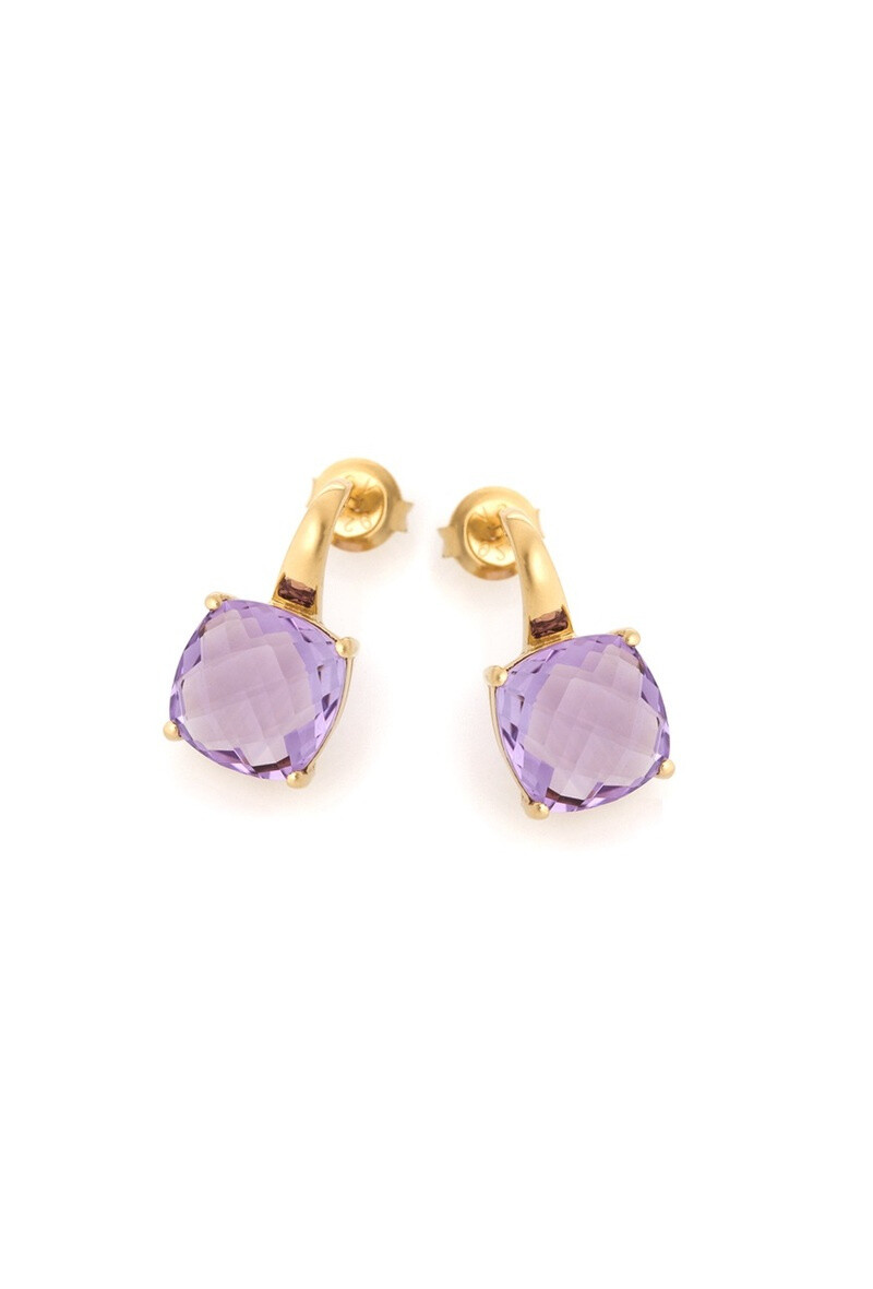 Wholesaler OPALOOK FRANCE - Earrings with amethyst, 925 gold-plated silver - CJF-BO026D