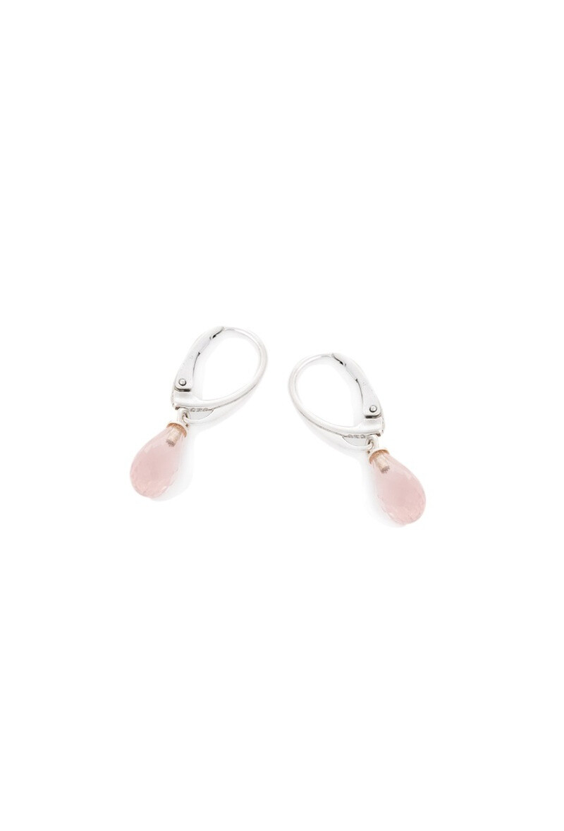 Wholesaler OPALOOK FRANCE - Earrings with natural rose quartz, 925 silver - CKM-BO005-QR