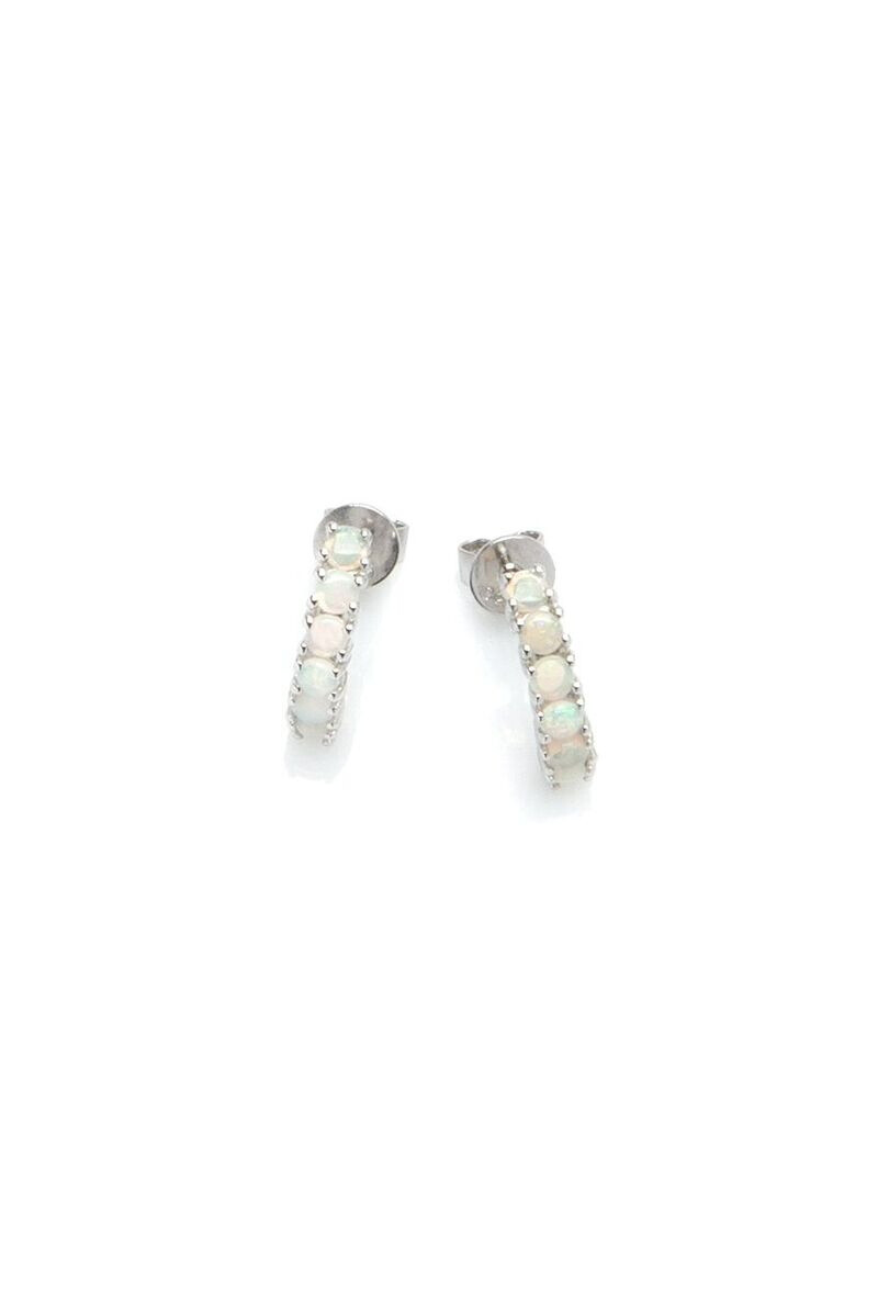 Wholesaler OPALOOK FRANCE - Ear nails with round white opal, 925 silver - 03873eoz