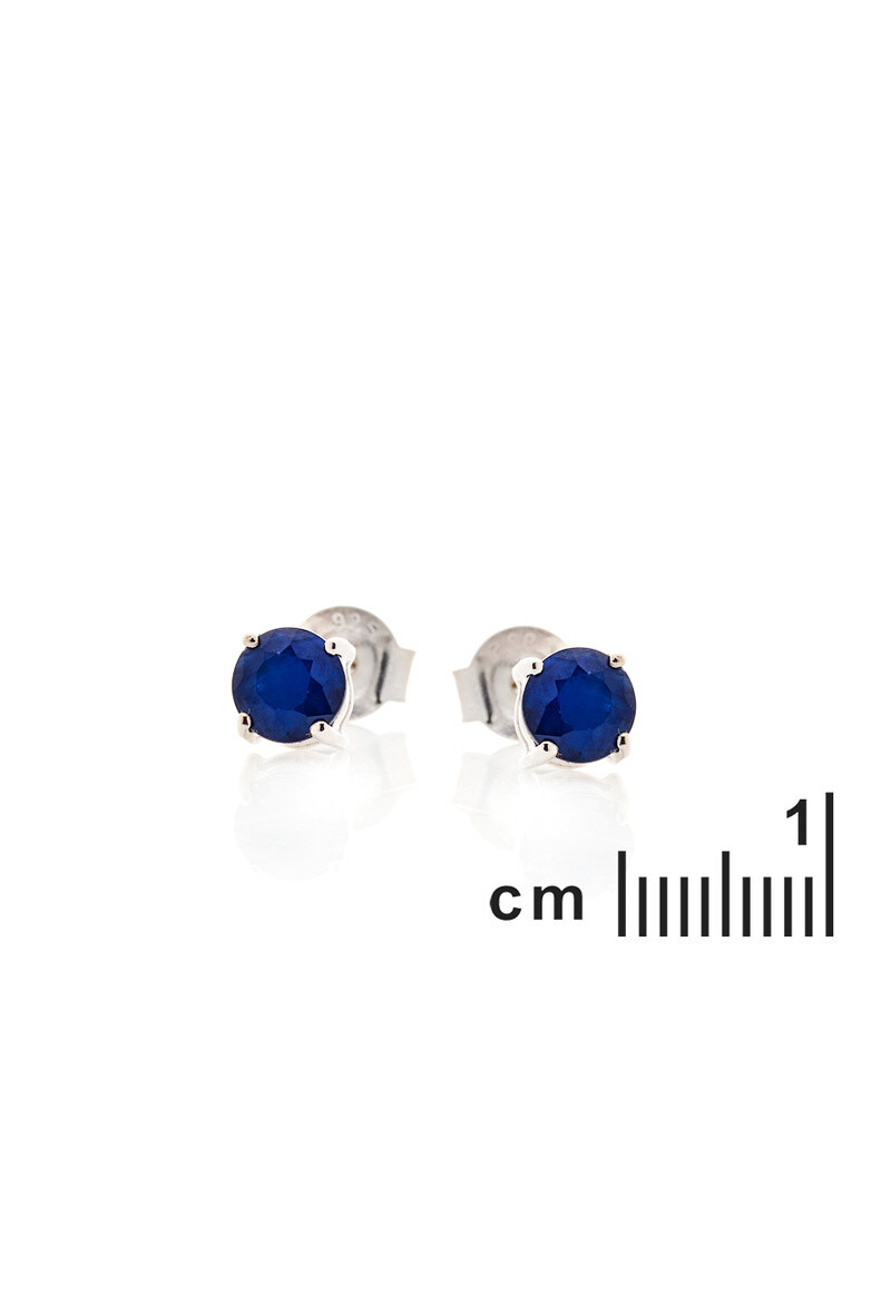 Wholesaler OPALOOK FRANCE - Earrings with natural blue sapphire, 925 silver - CVL-BO020-SA