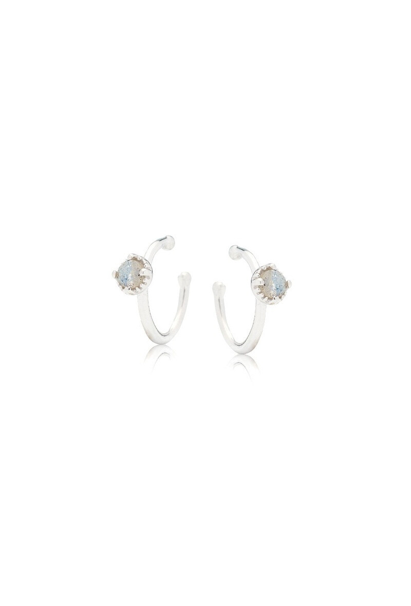 Wholesaler OPALOOK FRANCE - Piercing with multicolored labradorite, 925 silver - CJF-BO068-LB
