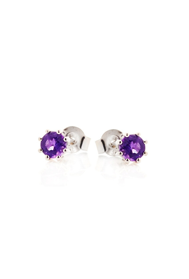 Wholesaler OPALOOK FRANCE - Earrings with violet amethyst, 925 silver - CVL-BO010-AM