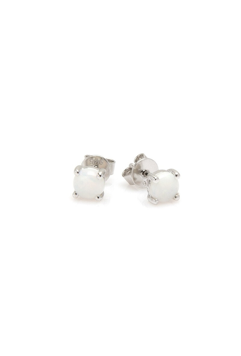Wholesaler OPALOOK FRANCE - Ear nails with round white opal, 925 silver - 04111Eoz