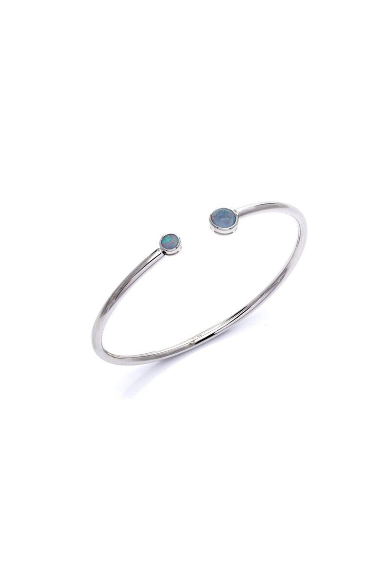 Wholesaler OPALOOK FRANCE - Bracelet with round blue doublet opal, 925 silver - 05105BO