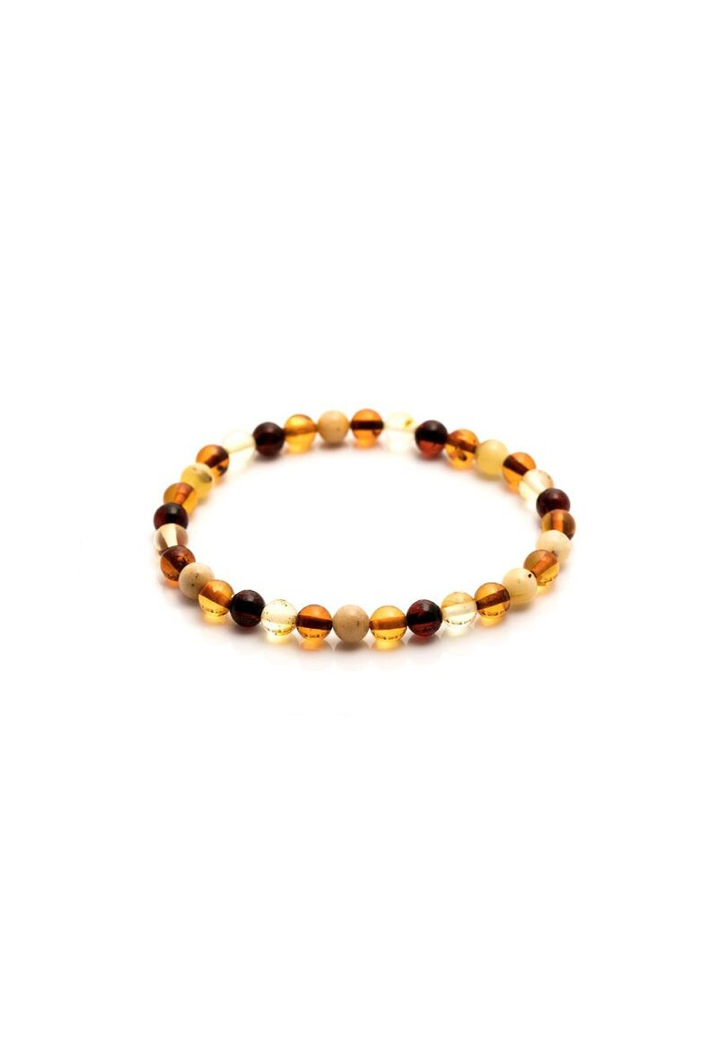 Grossiste OPALOOK FRANCE - Bracelet avec ambre multicolore boule, longueur 18-19 cm - AKB2M-2