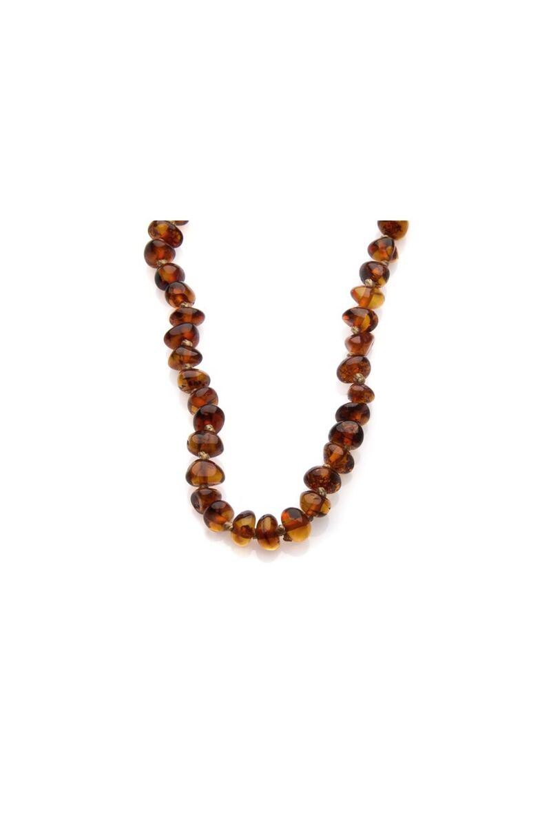 Wholesaler OPALOOK FRANCE - Necklace with Amber Cognac, 32 - 33 cm - AKWK1 -Clip